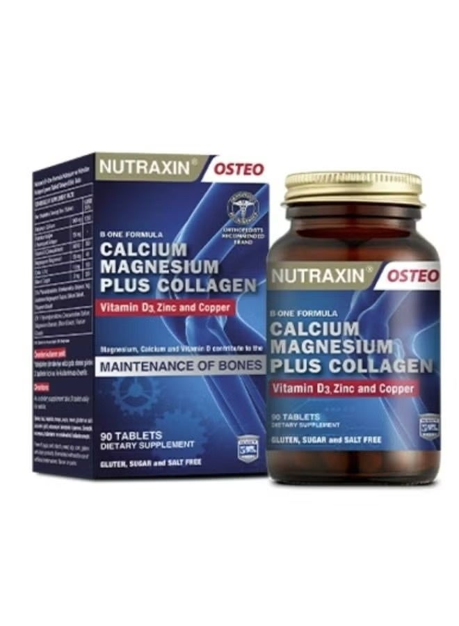 Nutraxin Osteo B-One Formula Calcium Magnesium Plus Collagen, Joint and Bone Health Supplement 90 Tablet - Image 1